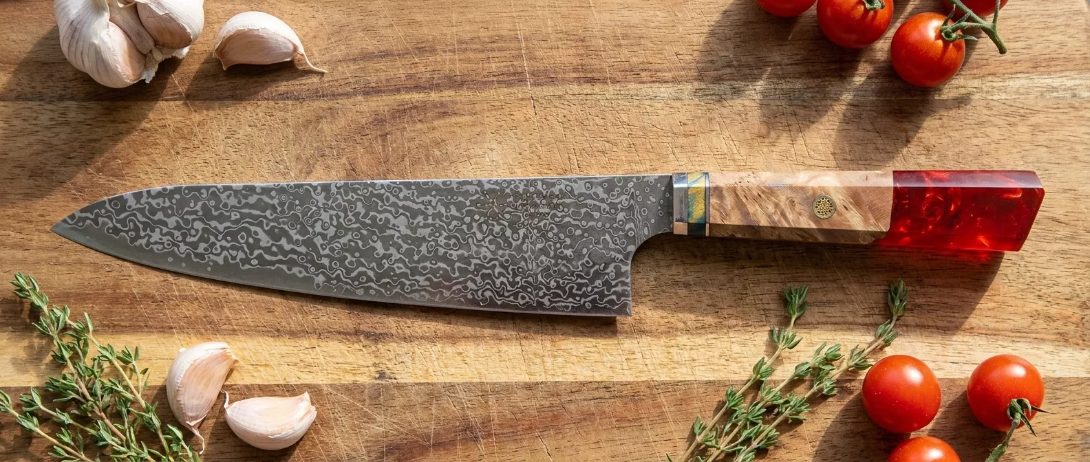 Dan Woo Nóż Szefa Kuchni Custom damast 21 cm