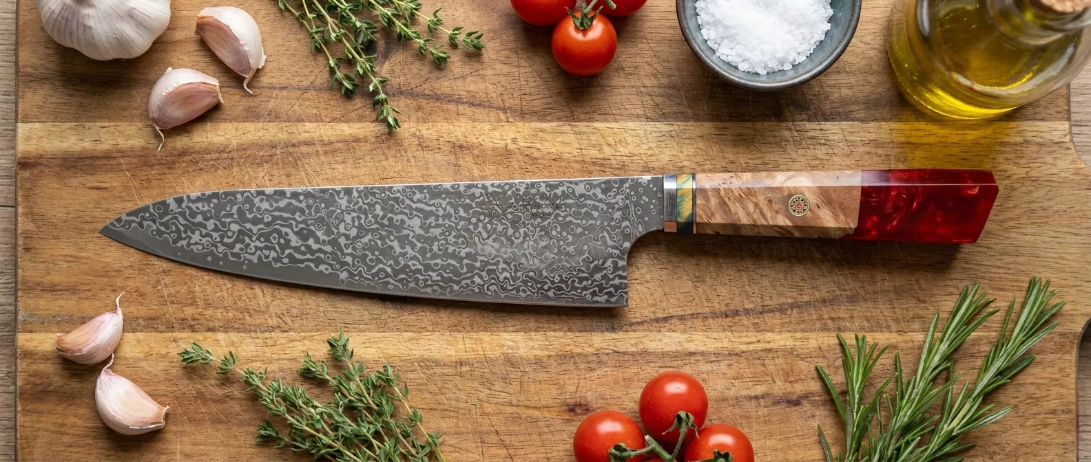 Dan Woo Nóż Szefa Kuchni Custom damast 21 cm