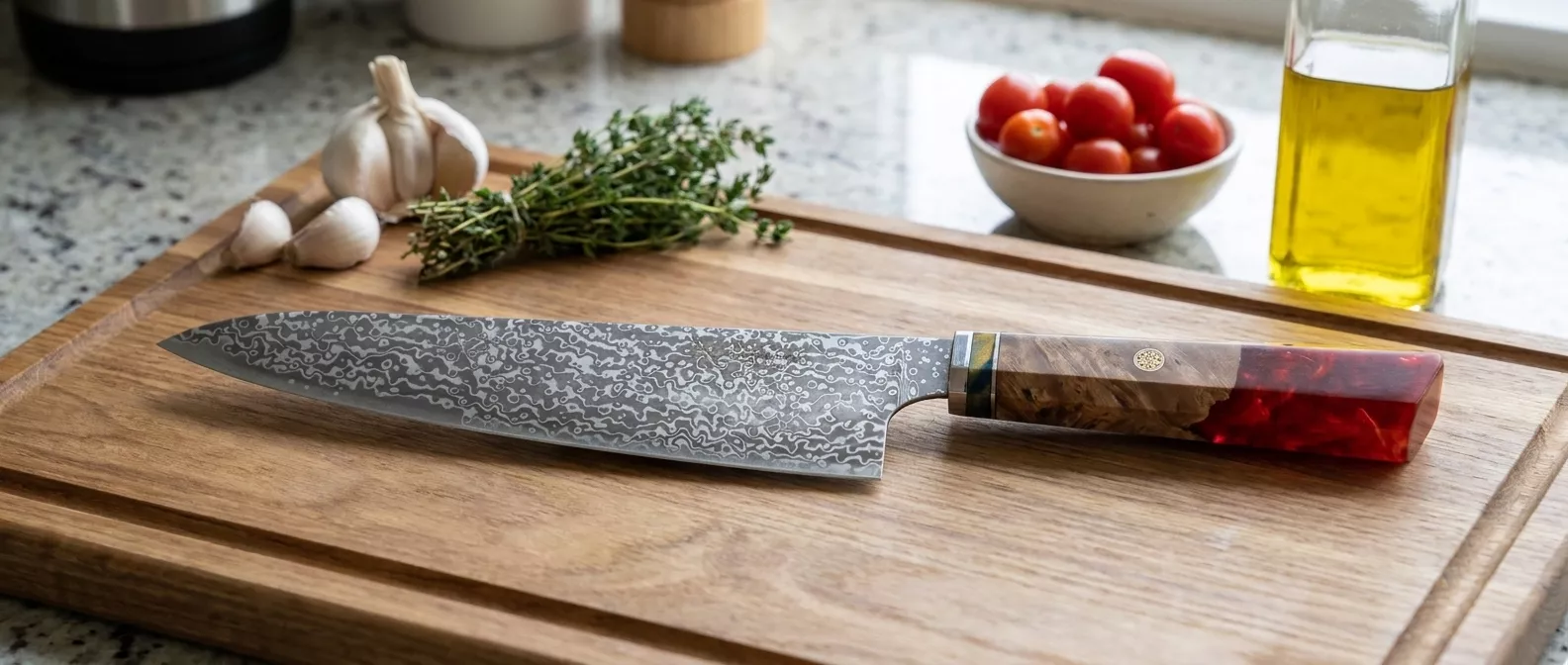 Dan Woo Nóż Szefa Kuchni Custom damast 21 cm