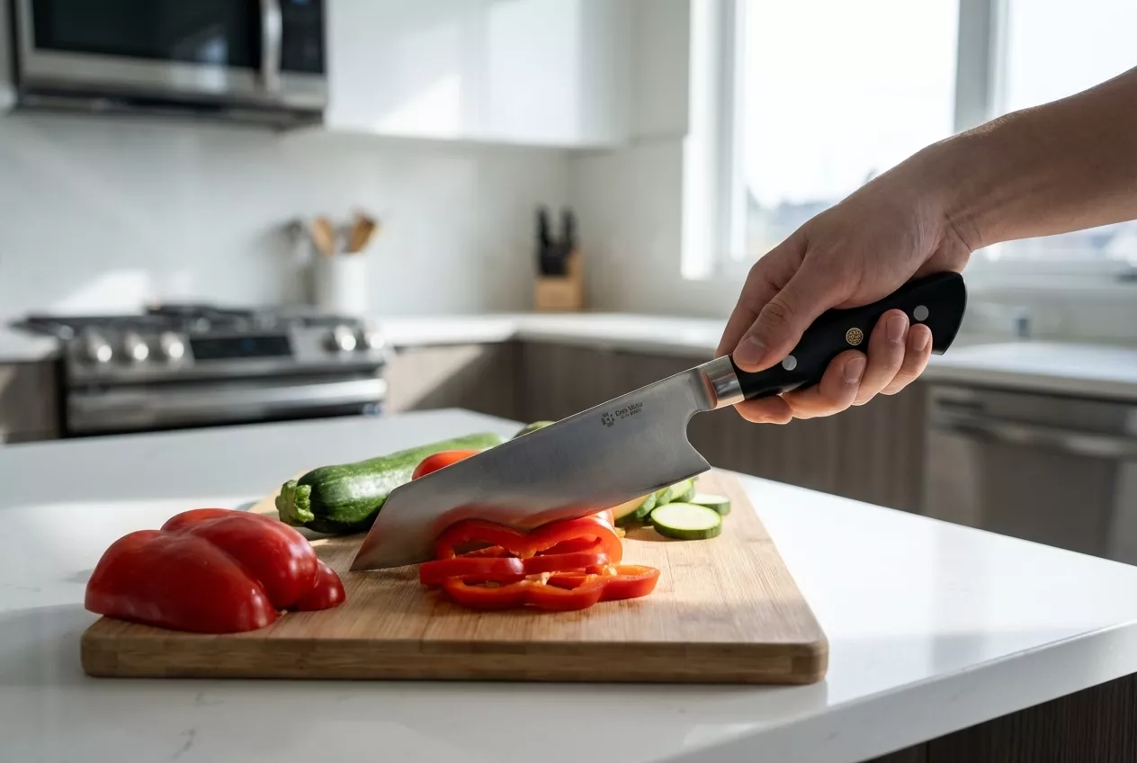 Dan Woo Nóż Kuchenny Bunka ze Stali DC53, Ostrze 15,5 cm