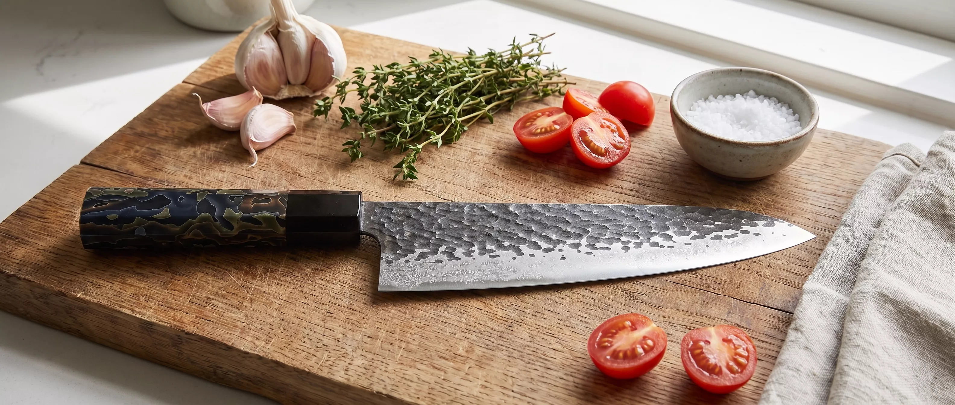 Dan Woo Custom Nóż Szefa Kuchni 23 cm Stal Damasceńska T10 3D