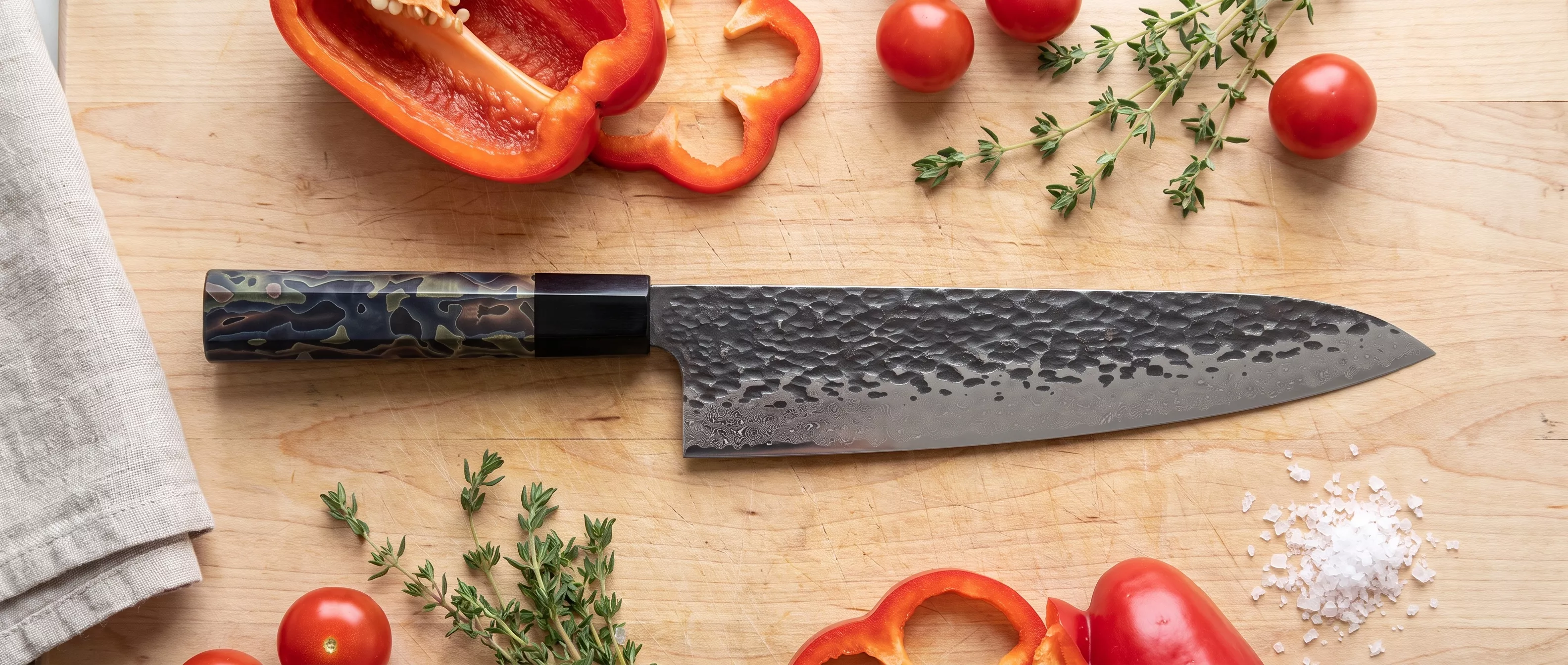 Dan Woo Custom Nóż Szefa Kuchni 23 cm Stal Damasceńska T10 3D