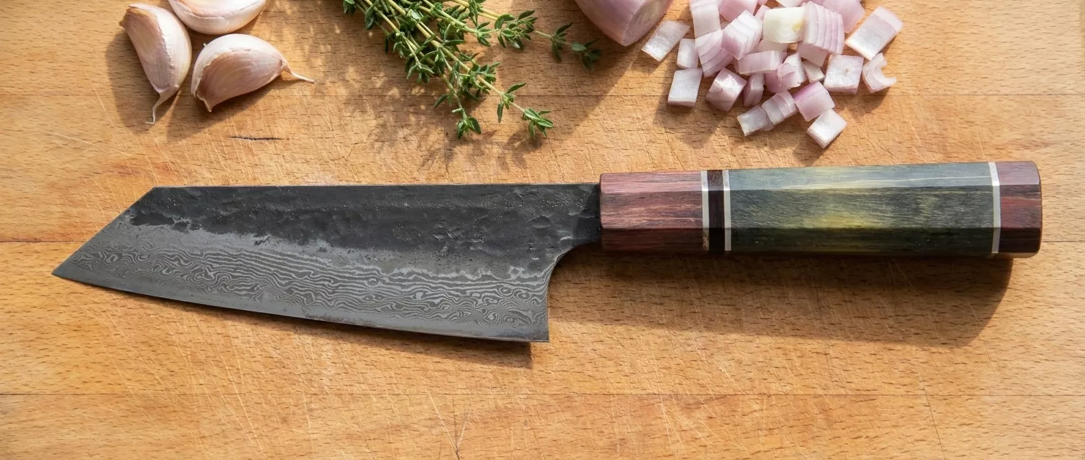 Dan Woo Bunka 16cm Damast T10 61HRC Drewno Custom