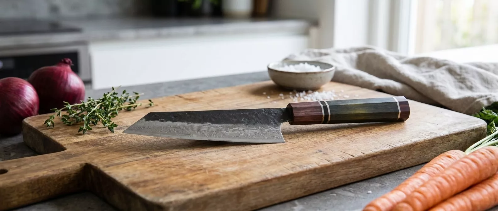Dan Woo Bunka 16cm Damast T10 61HRC Drewno Custom