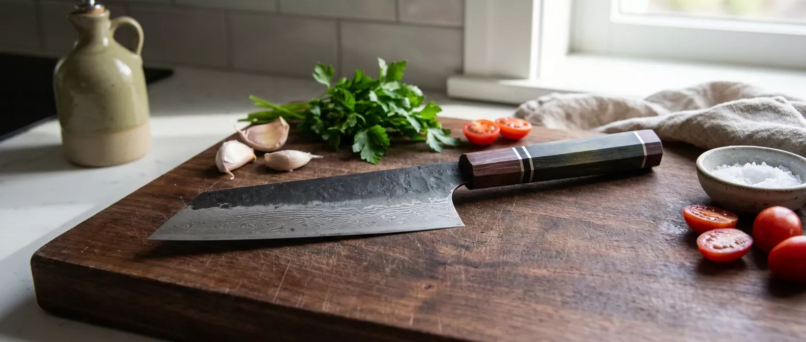 Dan Woo Bunka 16cm Damast T10 61HRC Drewno Custom