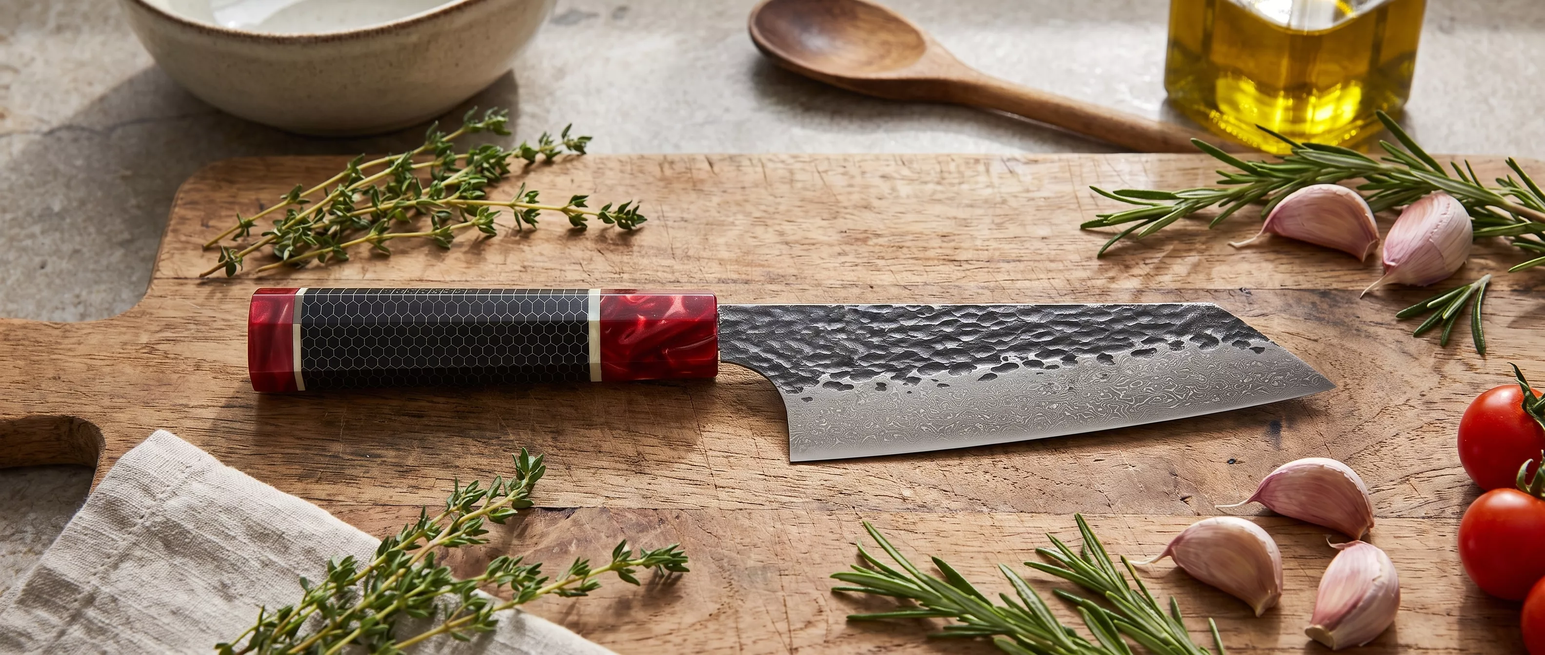 Nóż Dan Woo Custom Bunka 16 cm Damast Stal T10 Żywica Epoksydowa