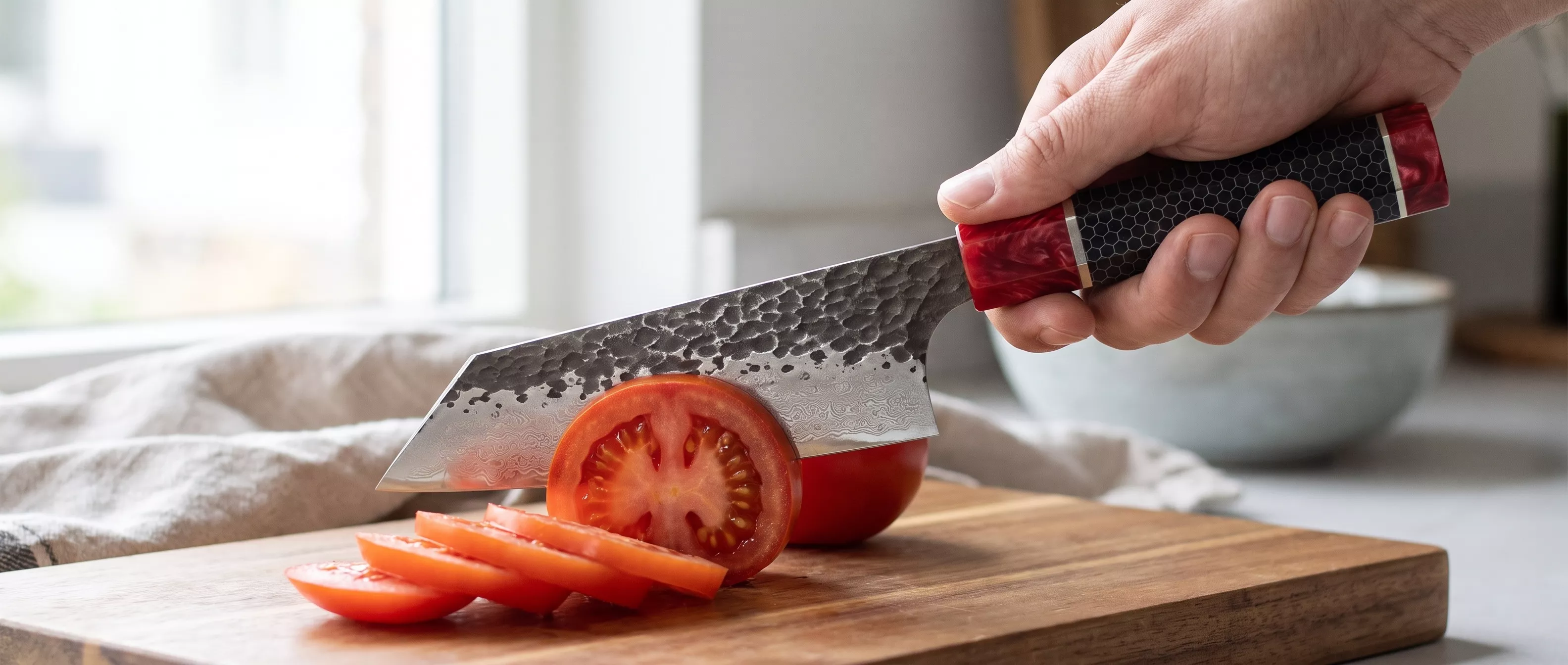Nóż Dan Woo Custom Bunka 16 cm Damast Stal T10 Żywica Epoksydowa