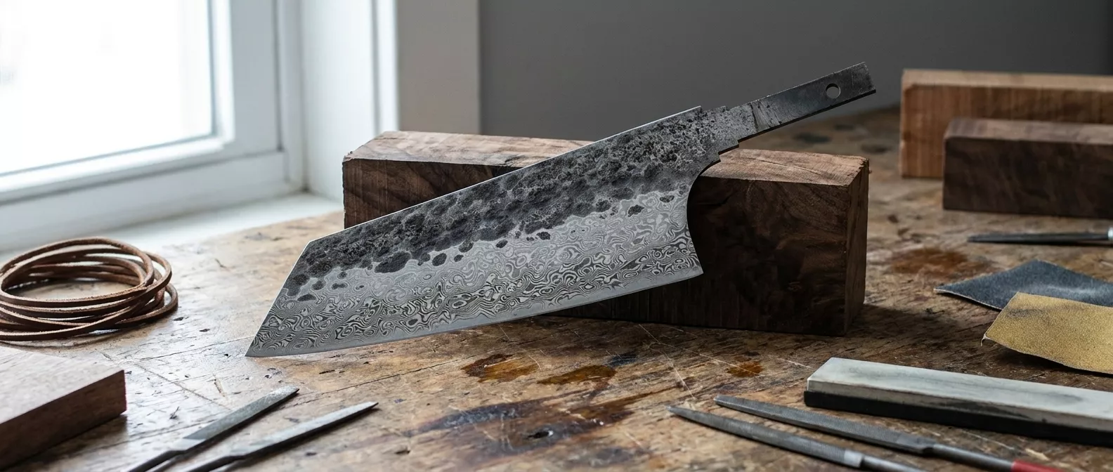 Dan Woo Nóż Bunka 16 cm Damast T10 83 warstwy Blank HF02