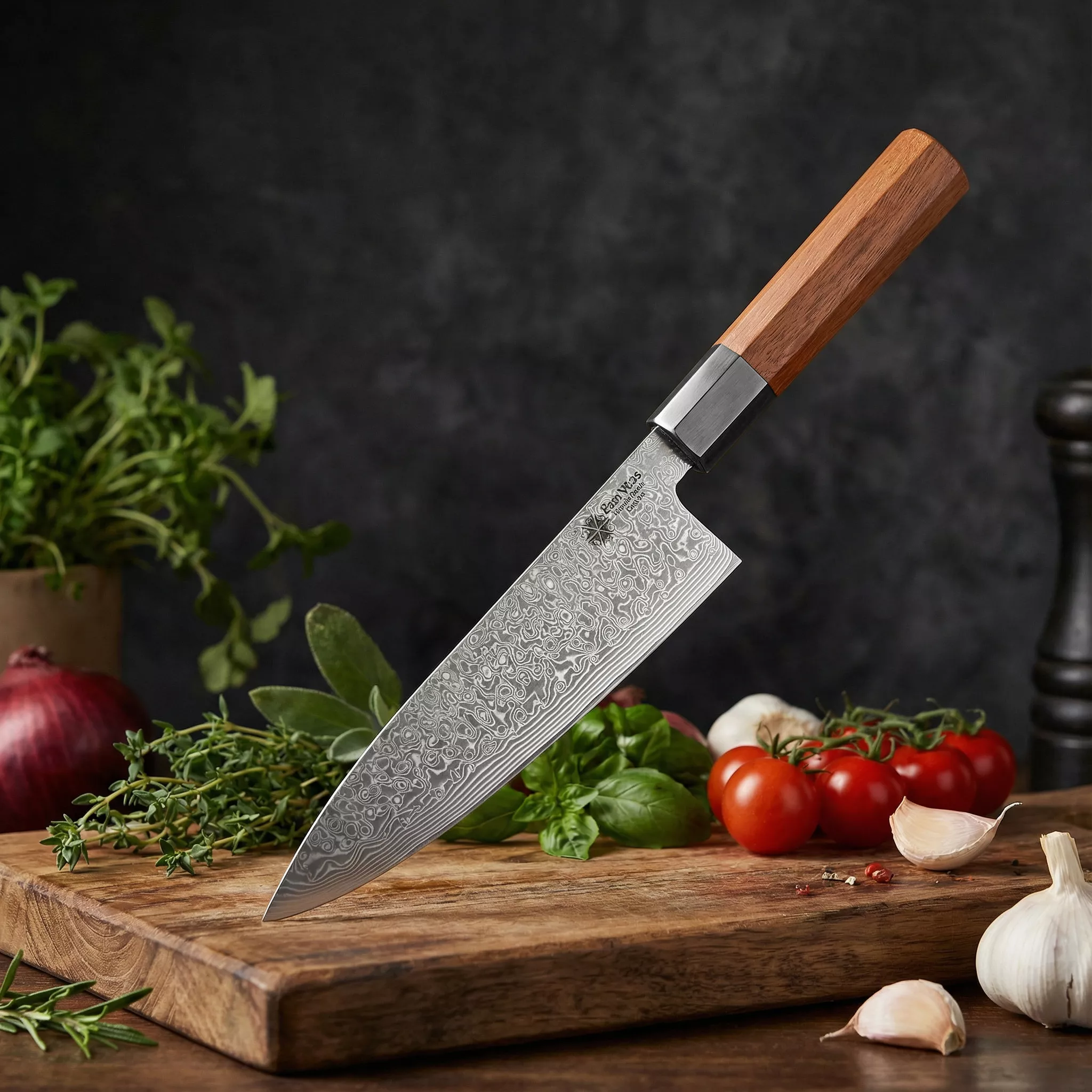 Dan Woo Nóż Szefa Kuchni Damast 10Cr15MoV, Ostrze 20 cm