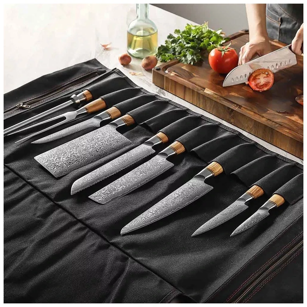 Dellinger Luksusowa torba na 12 noży - Czarna, Płótno i Skóra