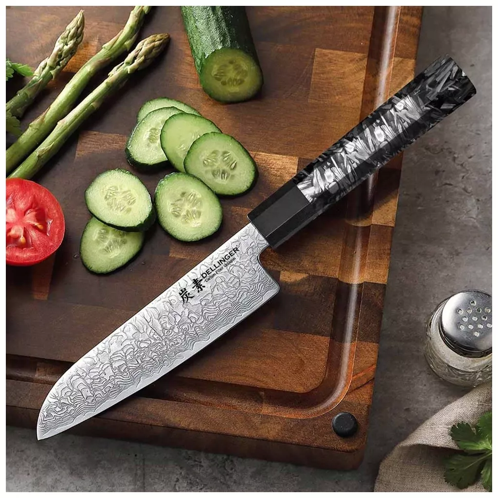 Nóż Ko-Santoku Dellinger Carbon Fiber Octagon 14 cm VG-10