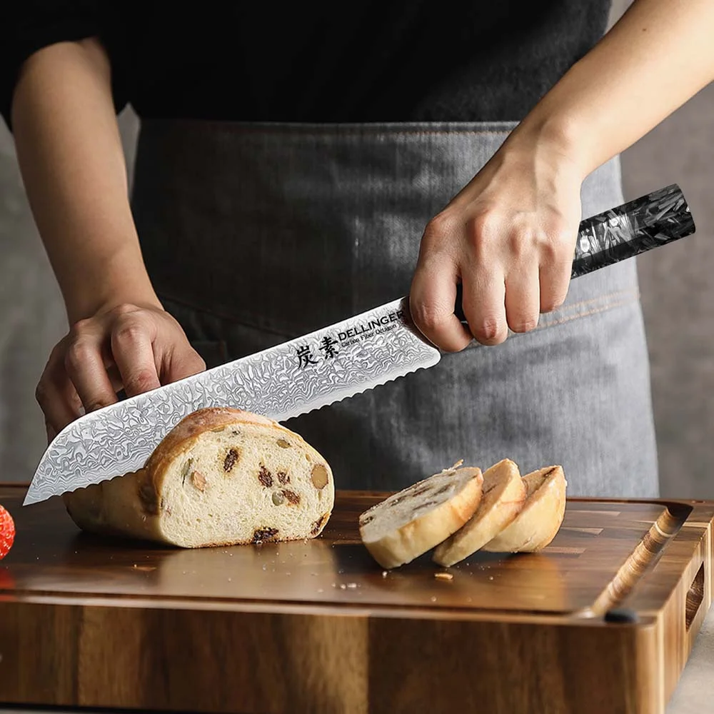 Nóż do pieczywa Dellinger Carbon Fiber Octagon 21,5 cm VG-10