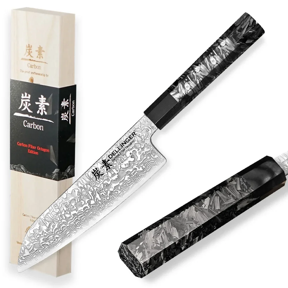 Dellinger Carbon Fiber Octagon Nóż Santoku 18.5 cm