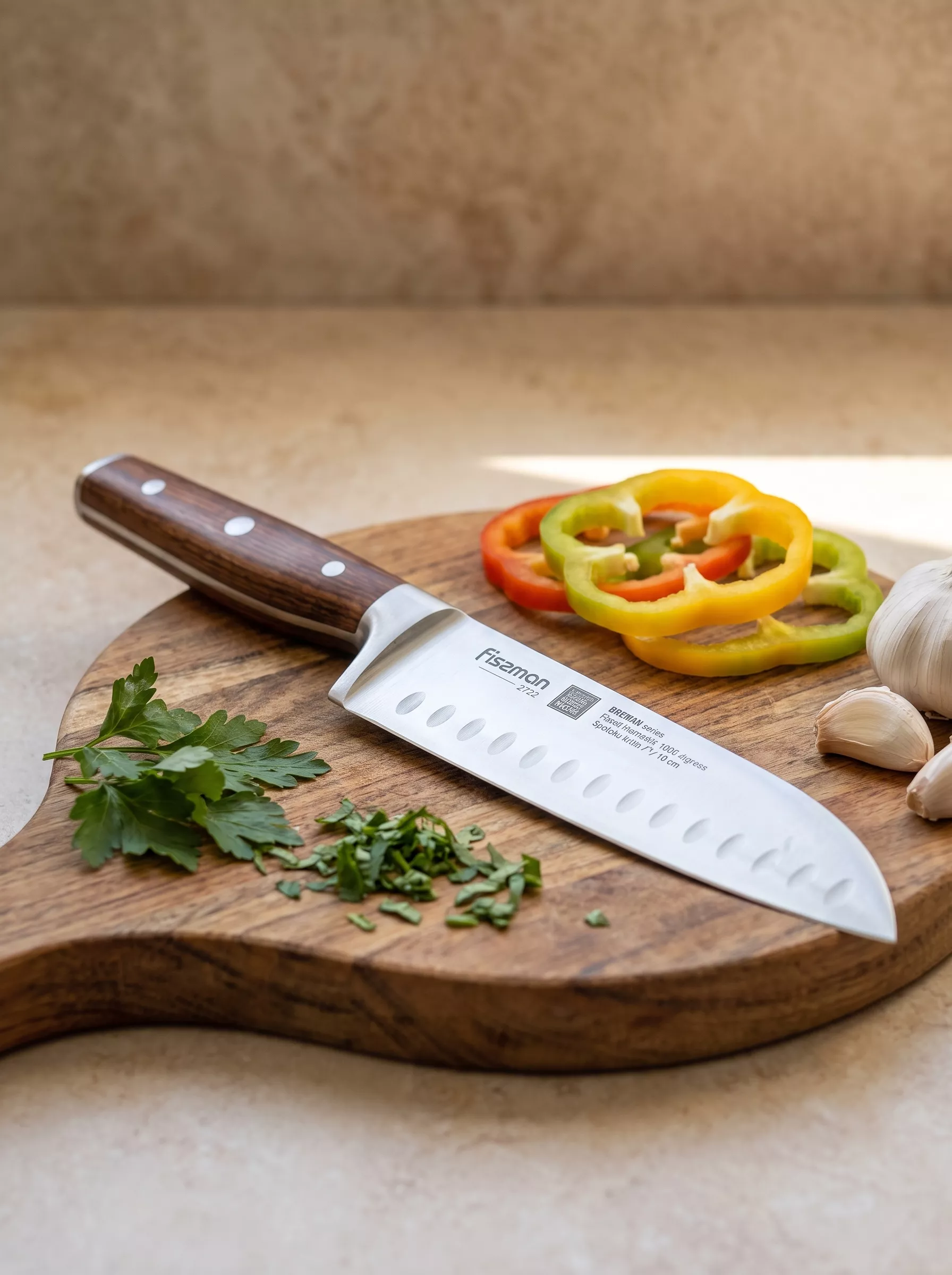 Nóż kuchenny Santoku Fissman Bremen 18 cm – stal X50CrMoV15