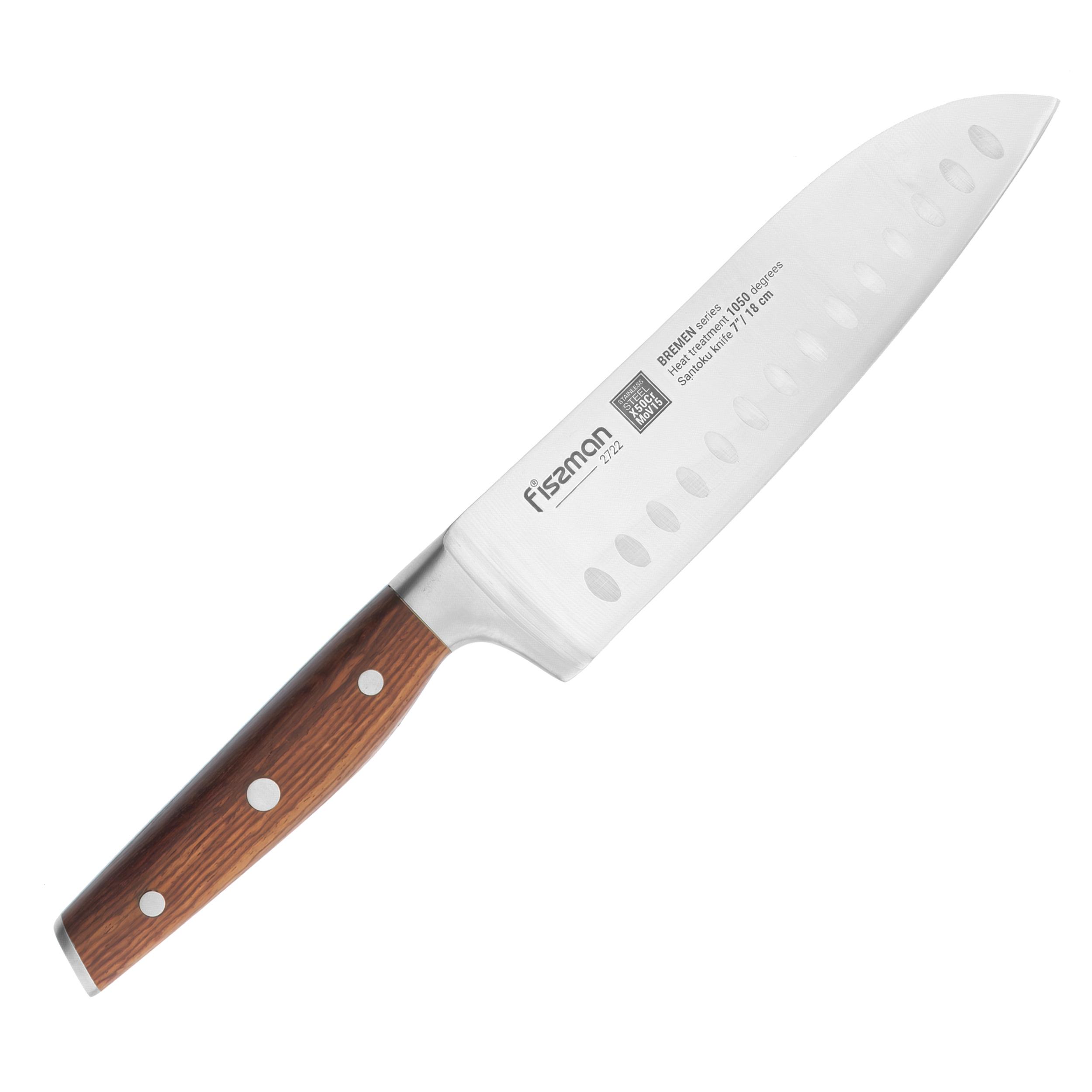 Nóż kuchenny Santoku Fissman Bremen 18 cm – stal X50CrMoV15