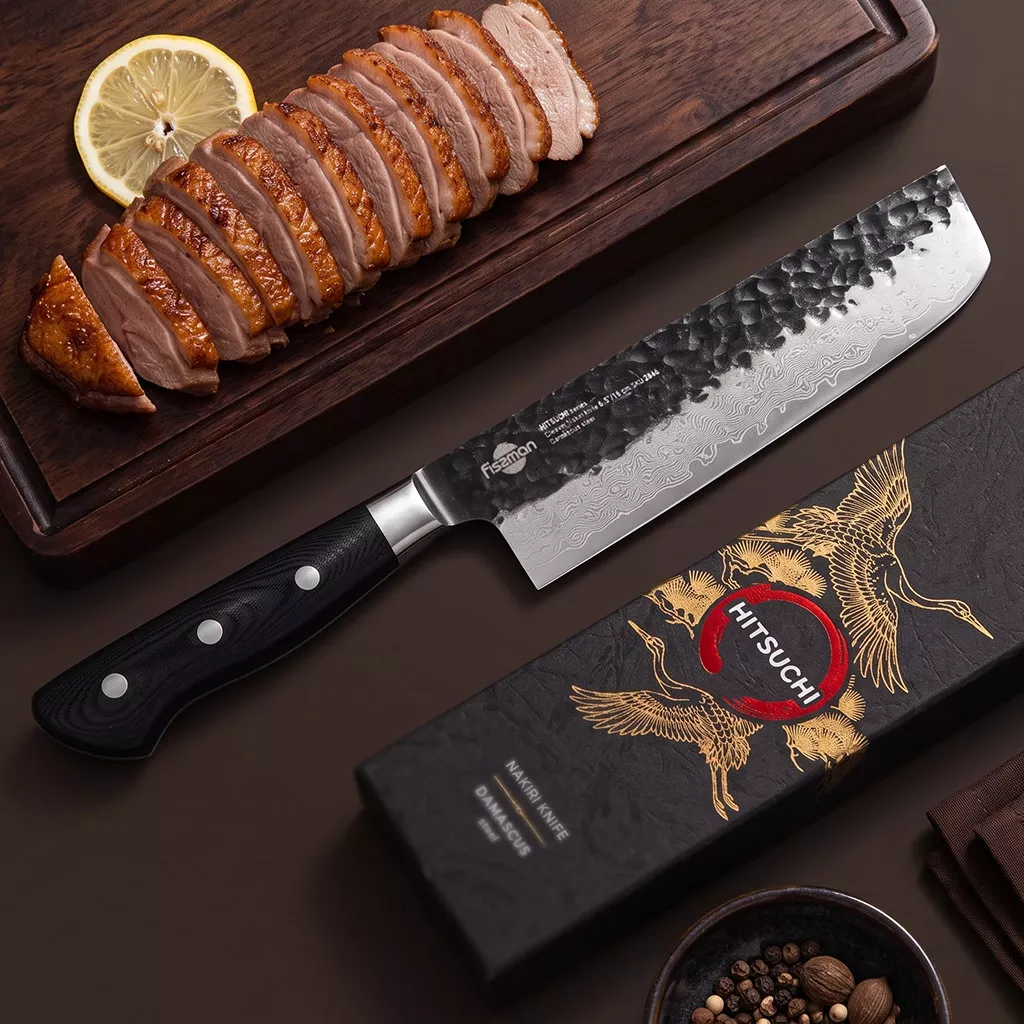 Fissman Hitsuchi Nóż Nakiri ze stali damasceńskiej VG-10 16 cm