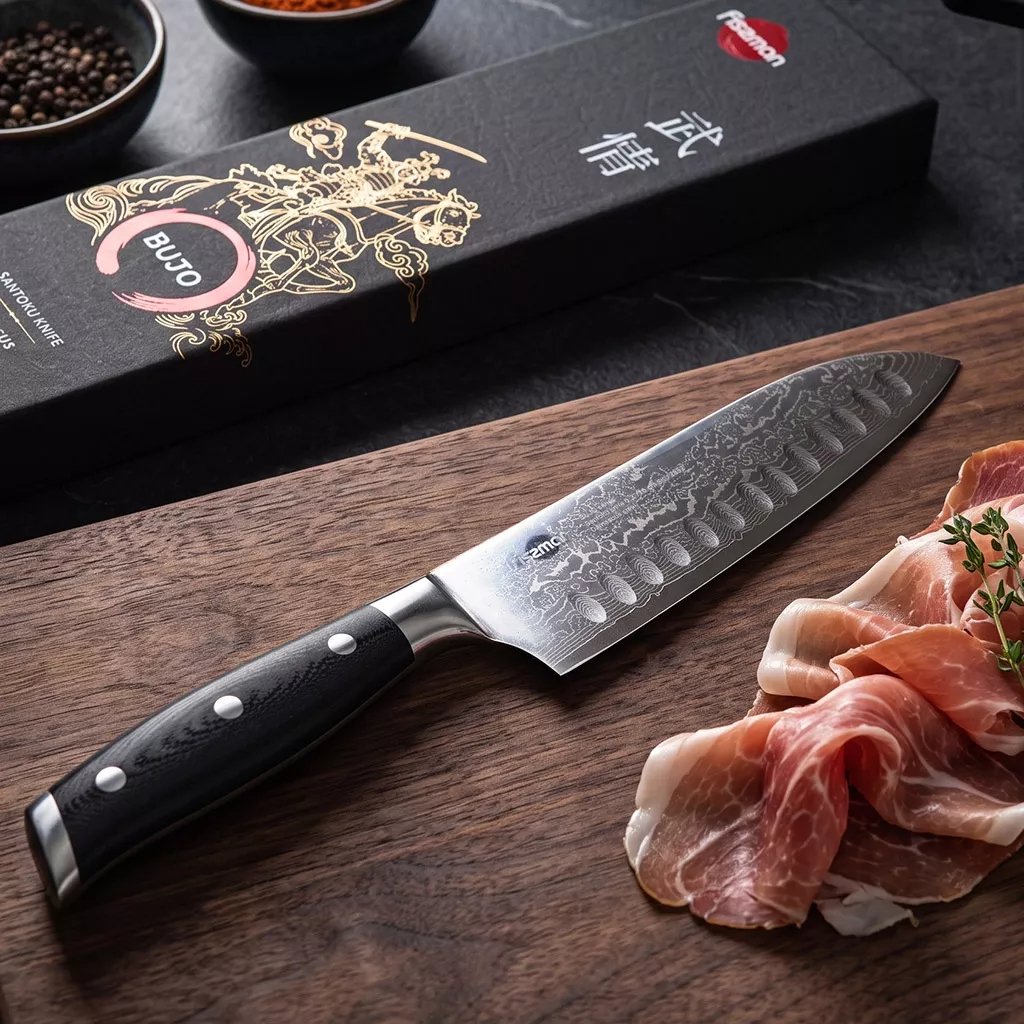 Fissman Bujo Nóż Santoku 16 cm ze stali damasceńskiej VG-10