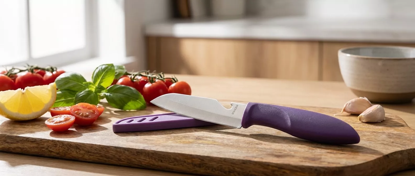 Fissman Nóż Uniwersalny z Pochwą 10 cm Fioletowy Stal X30Cr13