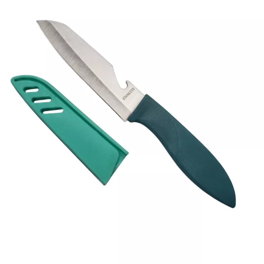 Fissman nóż uniwersalny z pochwą i otwieraczem 11 cm zielony