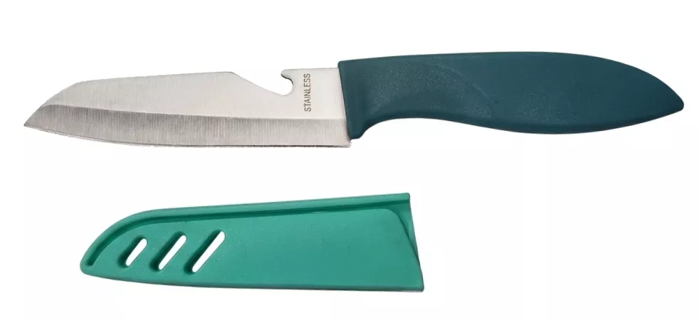 Fissman nóż uniwersalny z pochwą i otwieraczem 11 cm zielony