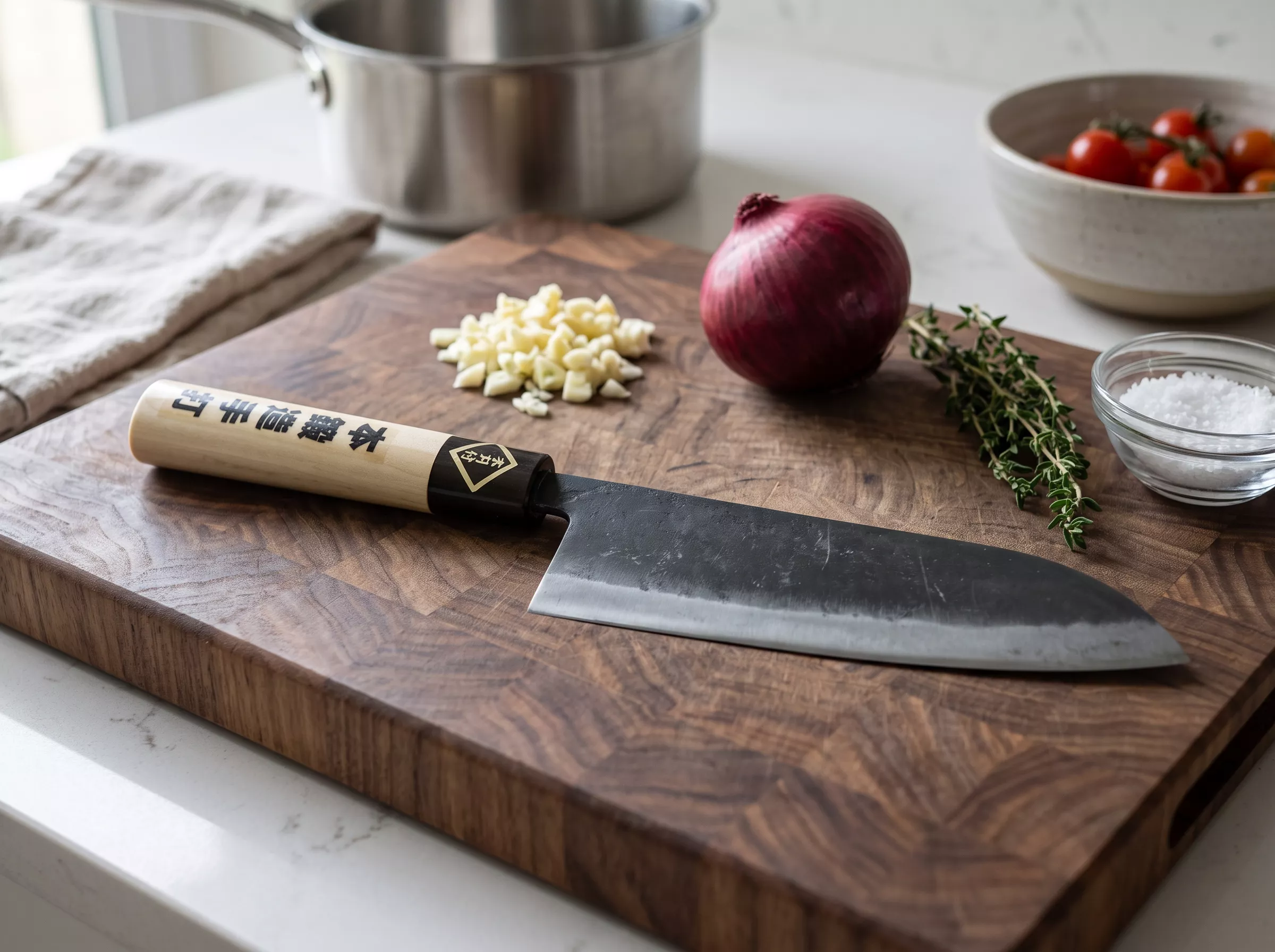 Japoński Nóż Santoku Tosa Ryoma 16,5 cm Stal Shirogami