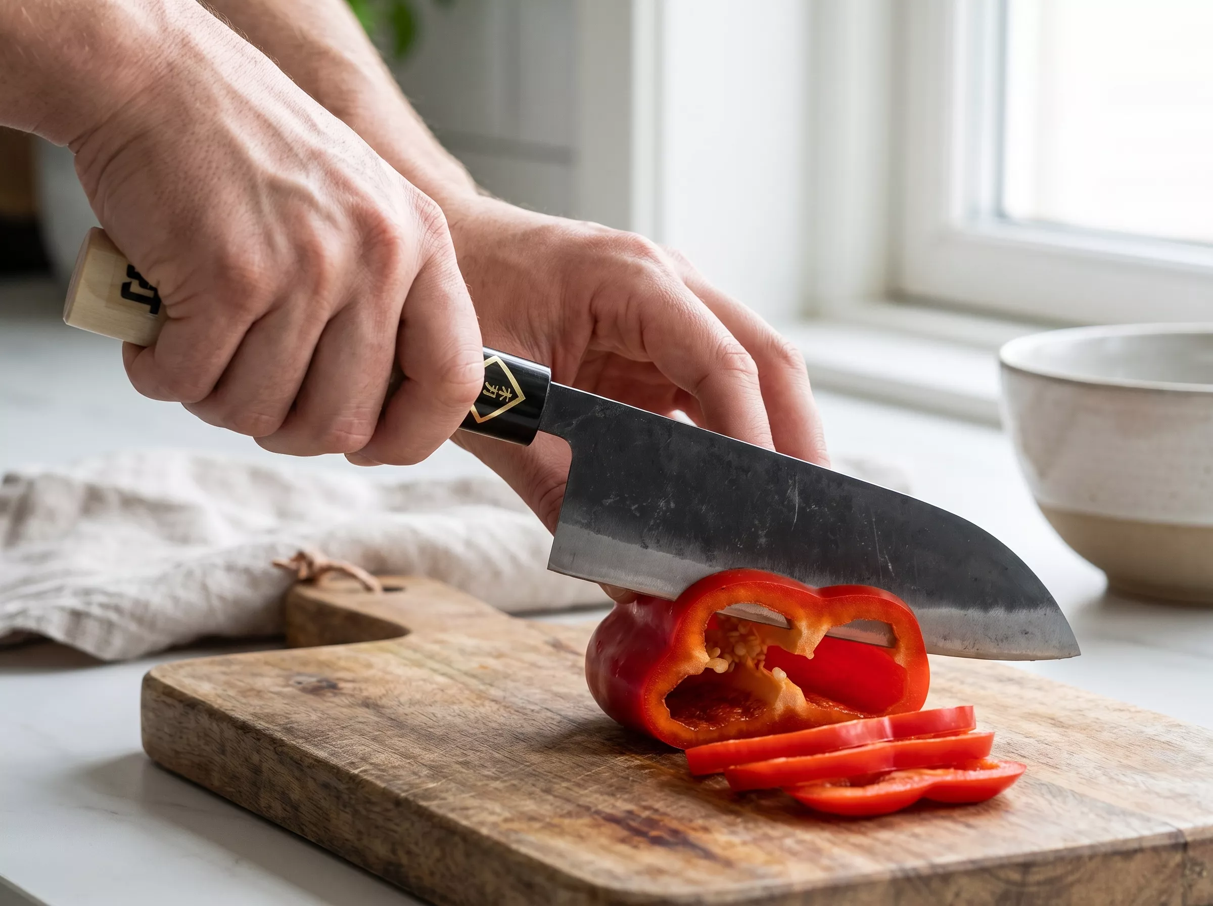 Japoński Nóż Santoku Tosa Ryoma 16,5 cm Stal Shirogami