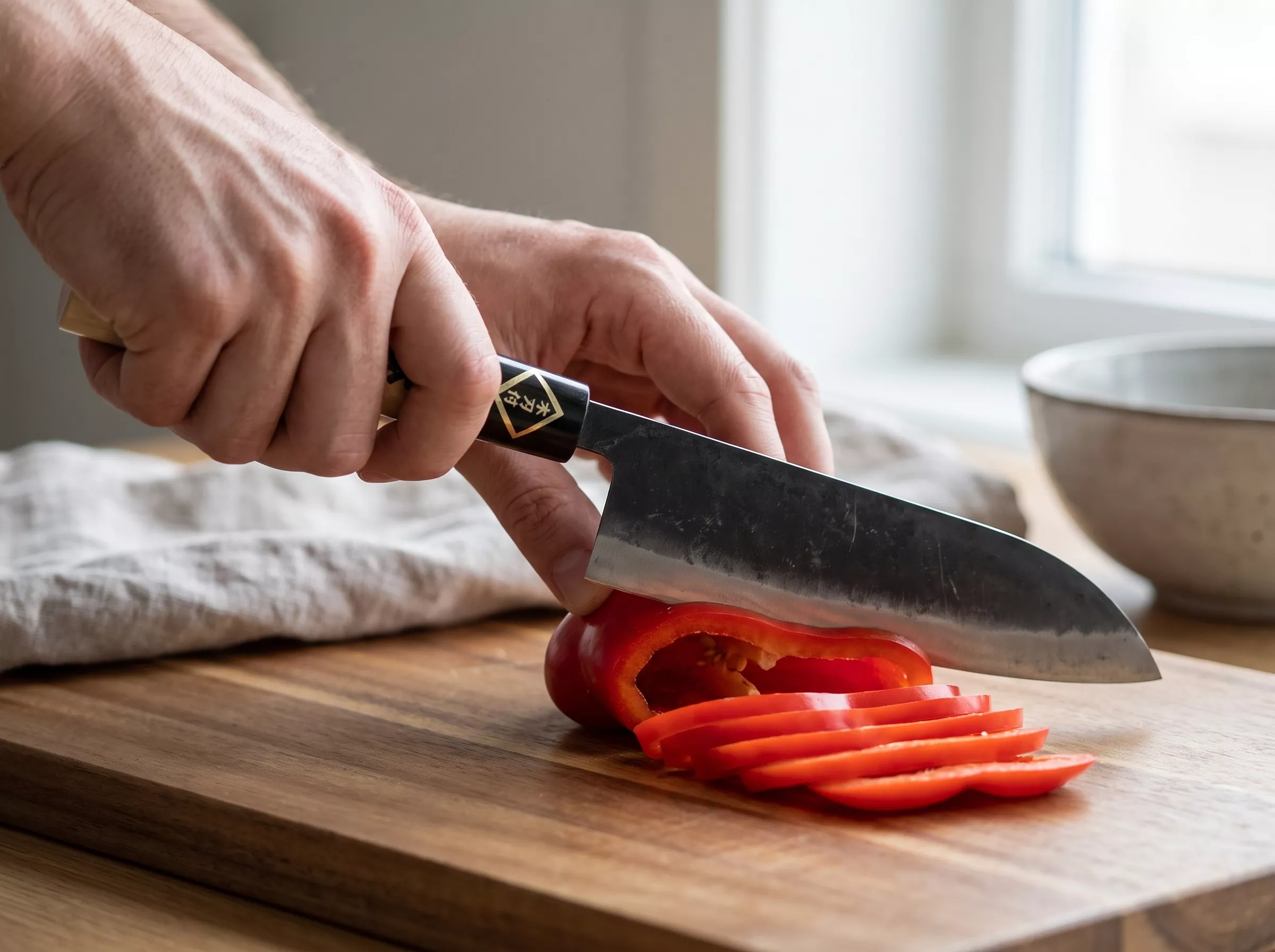 Japoński Nóż Santoku Tosa Ryoma 16,5 cm Stal Shirogami