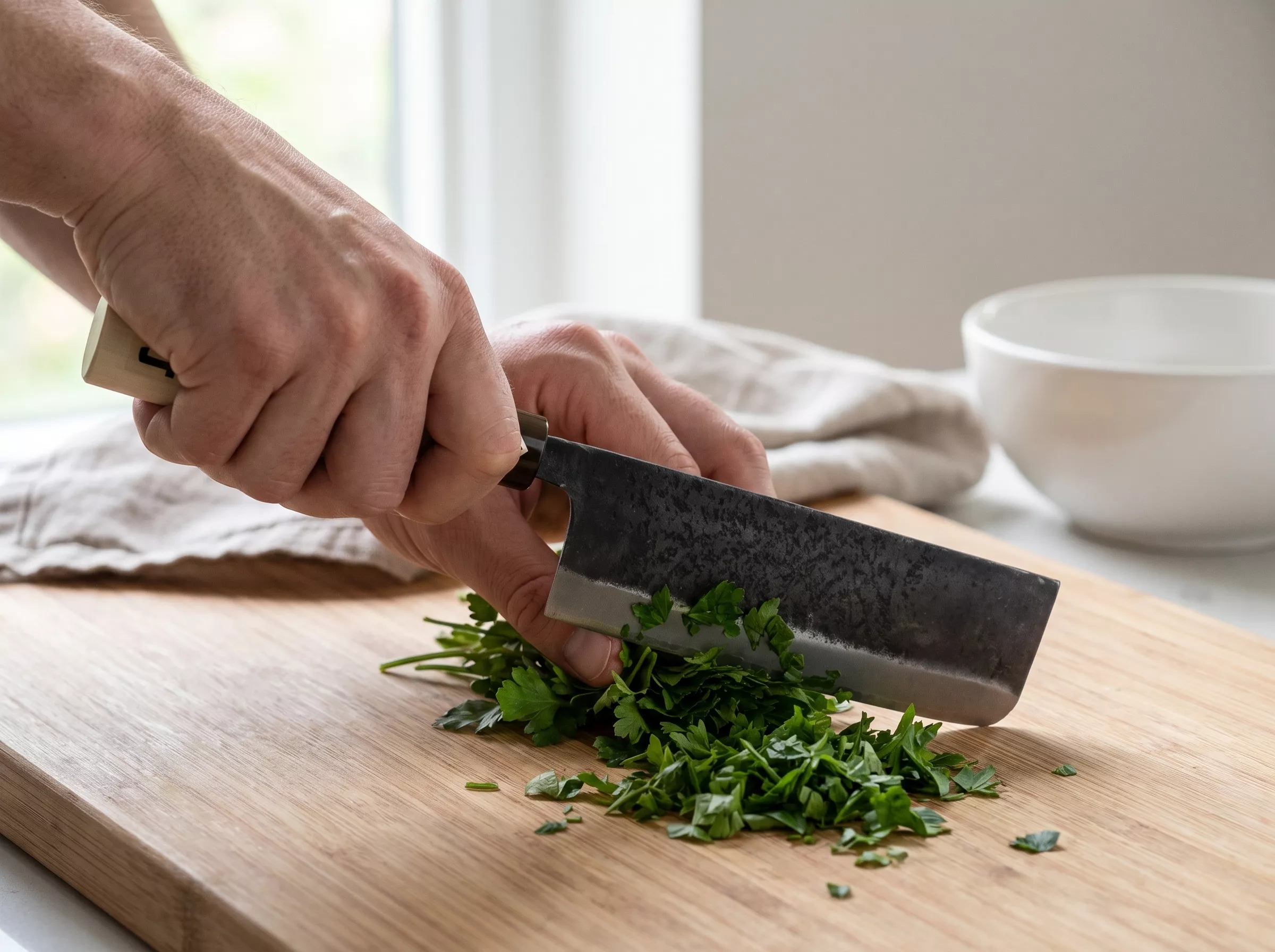 Japoński nóż kuchenny Tosa Nakiri Kurouchi 16,5 cm shirogami