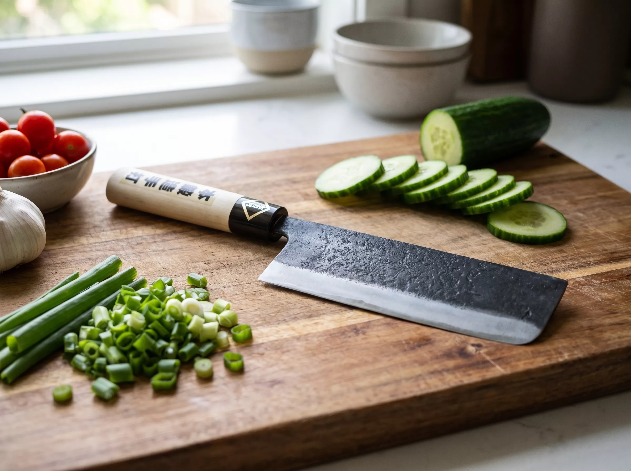Japoński nóż kuchenny Tosa Nakiri Kurouchi 16,5 cm shirogami