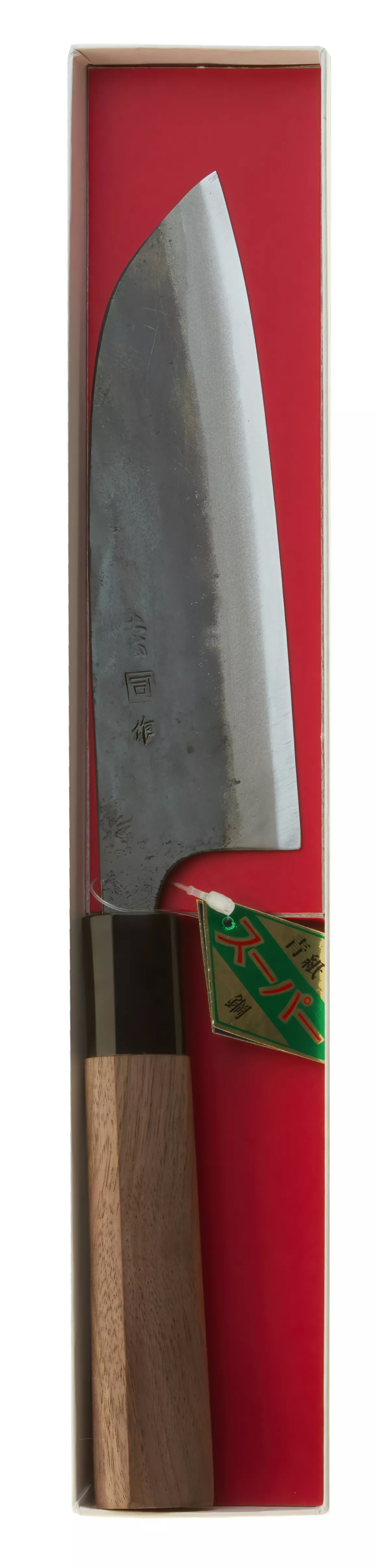 Japoński Nóż Santoku Tosa Kurouchi Aogami Super 15 cm - Drewno Orzech