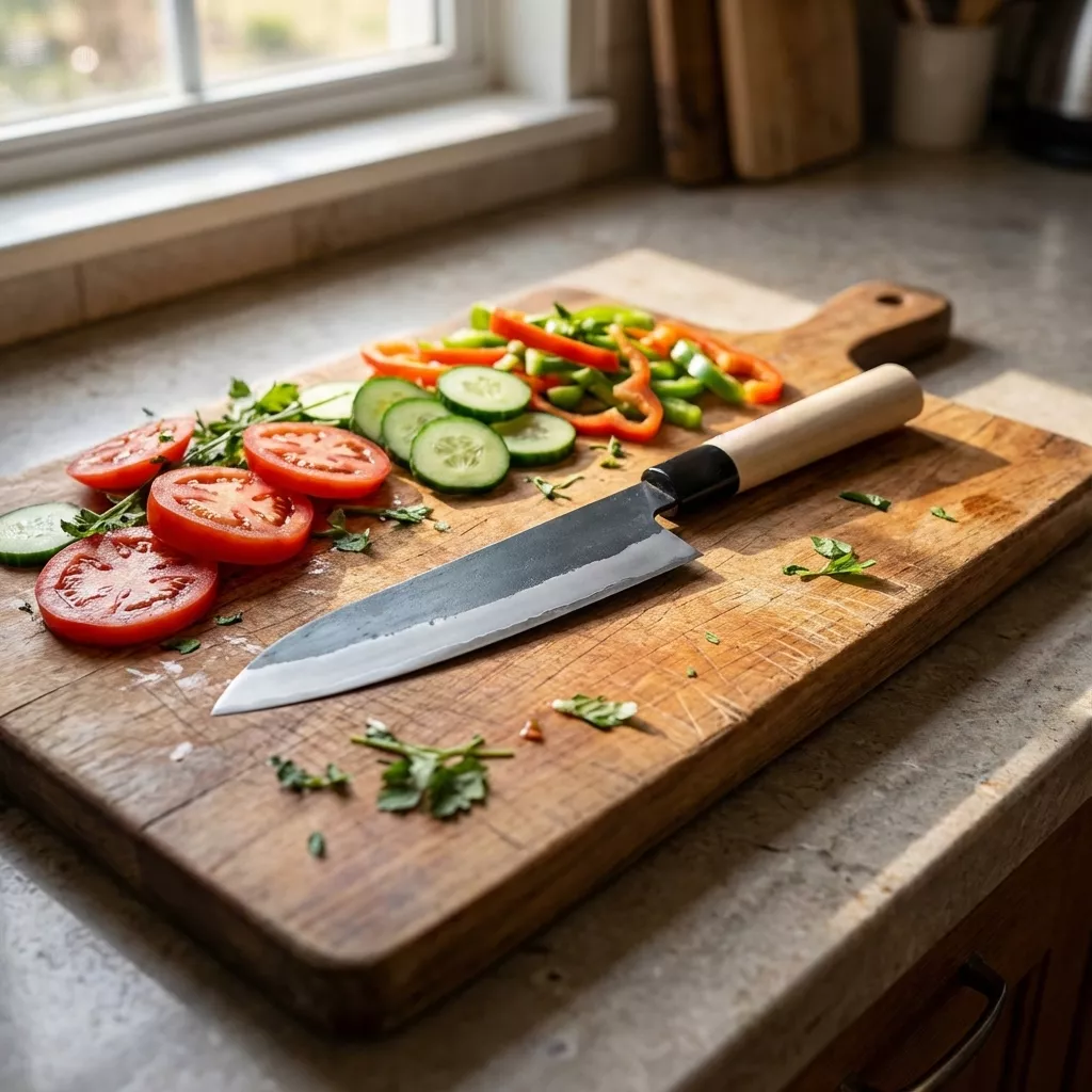 Kanetsune Aogami#2 Kurouchi Santoku Nóż Japoński 16,5 cm