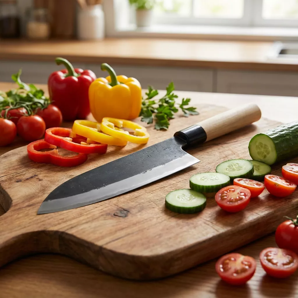 Kanetsune Aogami#2 Kurouchi Santoku Nóż Japoński 16,5 cm