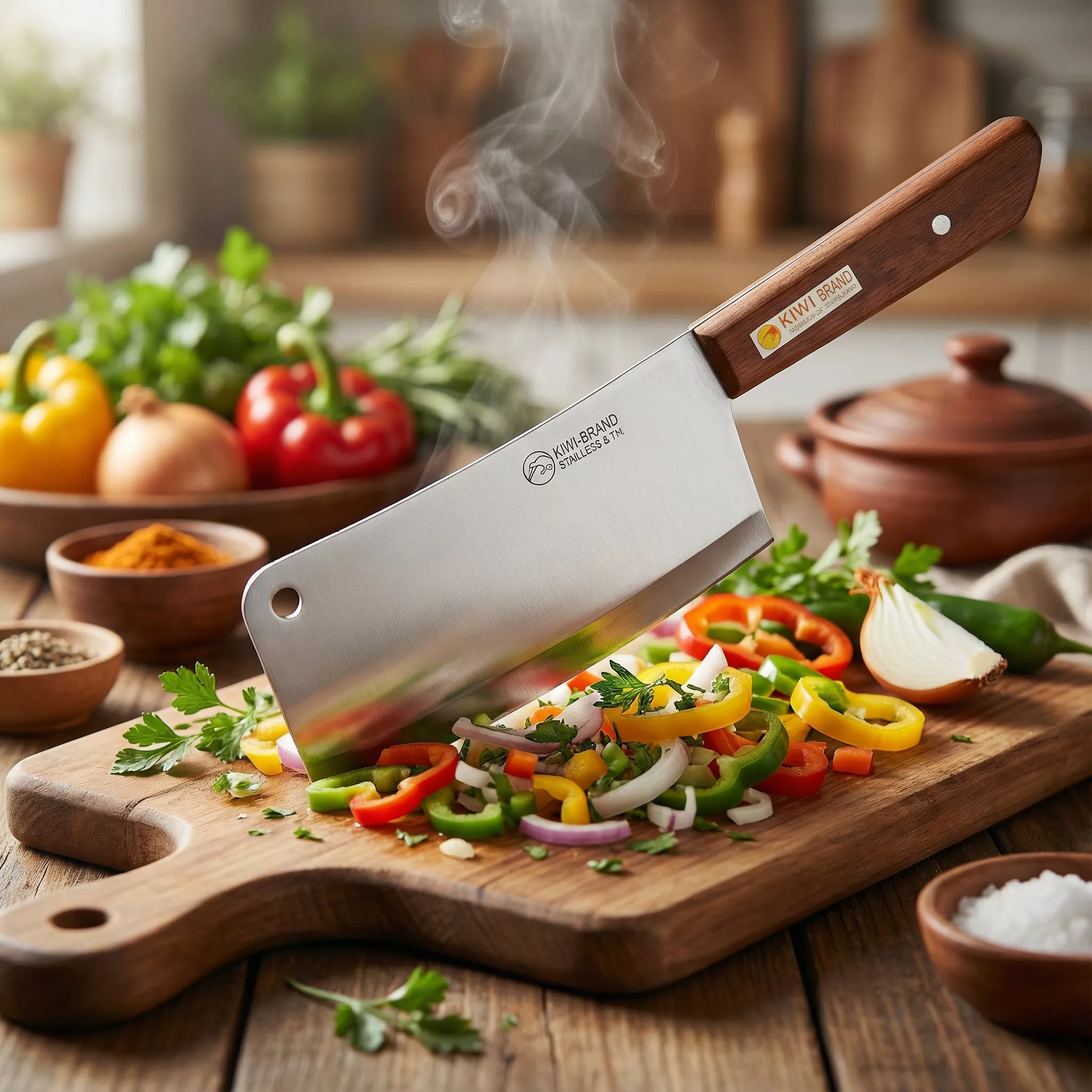 Kiwi Tasak Kuchenny Model 850 z Drewnianą Rękojeścią, Ostrze 18.5 cm