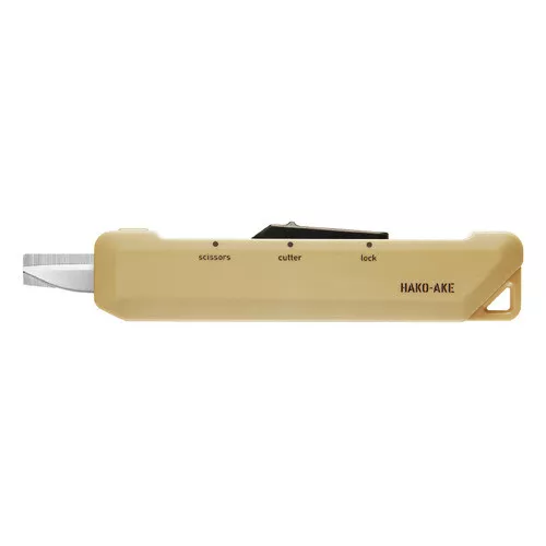 Kokuyo Hako-Ake 2w1 - Nożyczki i Nóż do Paczek, 11,3 cm, Sand Beige
