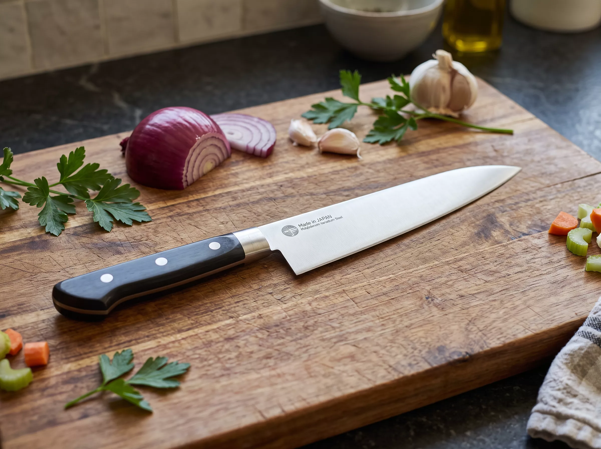Japoński nóż szefa kuchni Nagao Tsubame-Sanjo Gyuto 18 cm