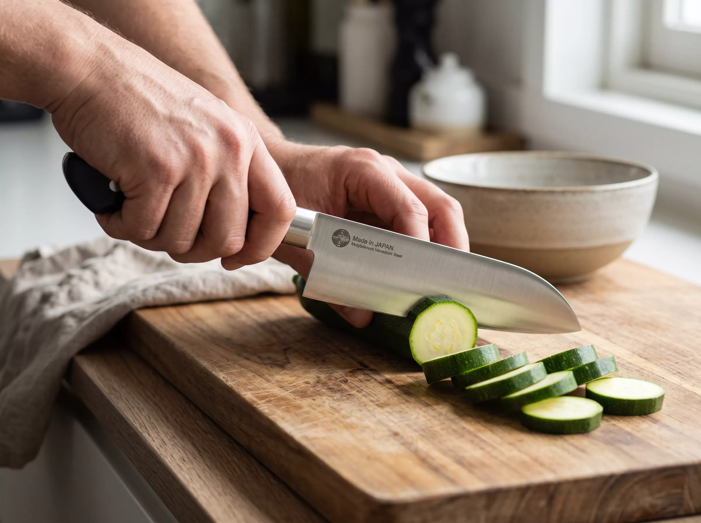 Japoński nóż kuchenny Santoku Nagao Tsubame-Sanjo MV 16,5 cm