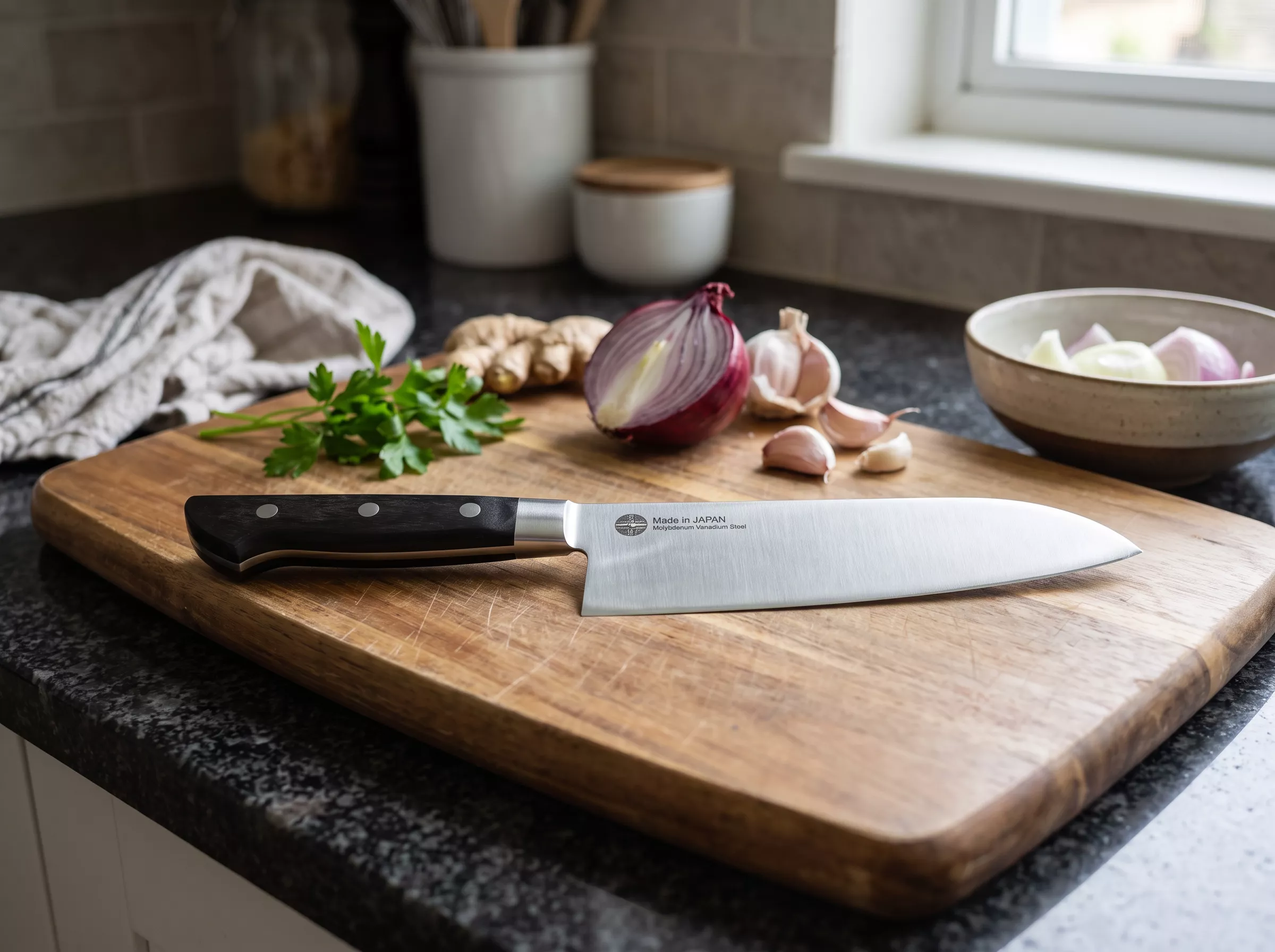 Japoński nóż kuchenny Santoku Nagao Tsubame-Sanjo MV 16,5 cm