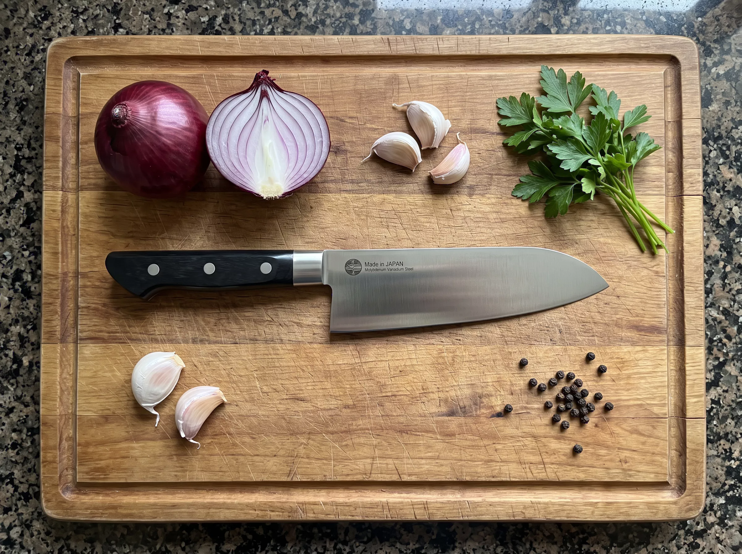 Japoński nóż kuchenny Santoku Nagao Tsubame-Sanjo MV 16,5 cm