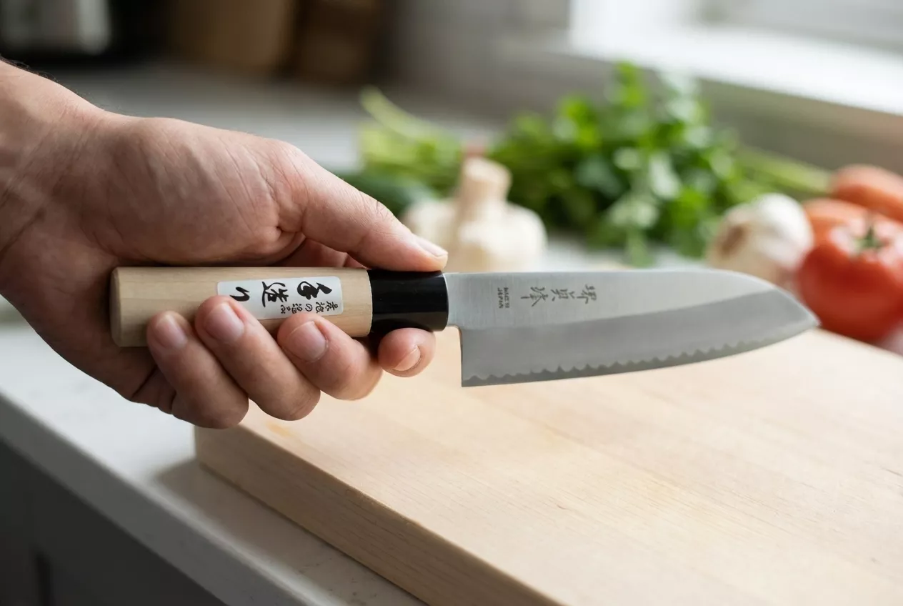 Japoński nóż Santoku Sakai Teiho 16,5 cm - Stal Molibdenowo-Wanadowa