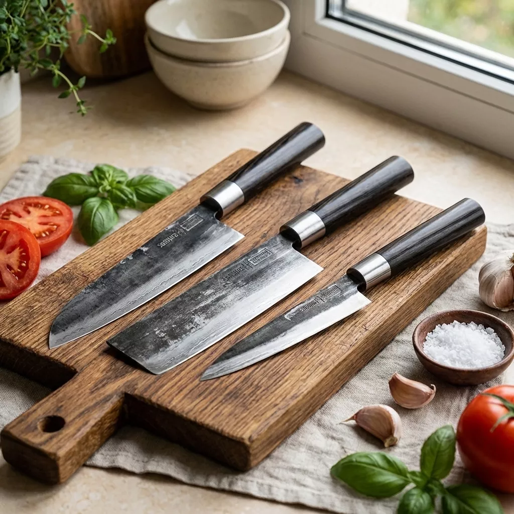Samura Super 5 zestaw 3 noży: Santoku 18cm, Nakiri 17cm, Utility 16cm