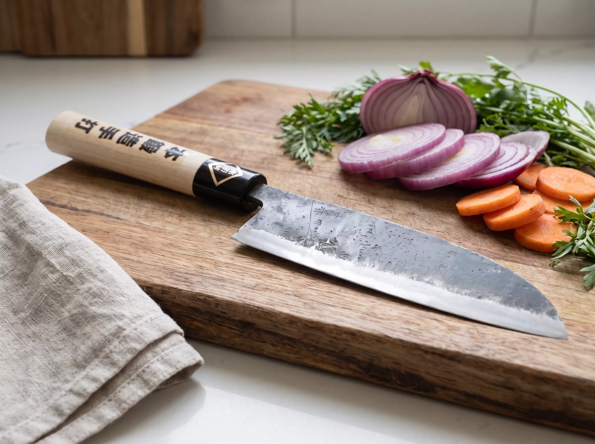 Japoński Nóż Santoku Tosa Ryoma 16,5 cm Stal Shirogami