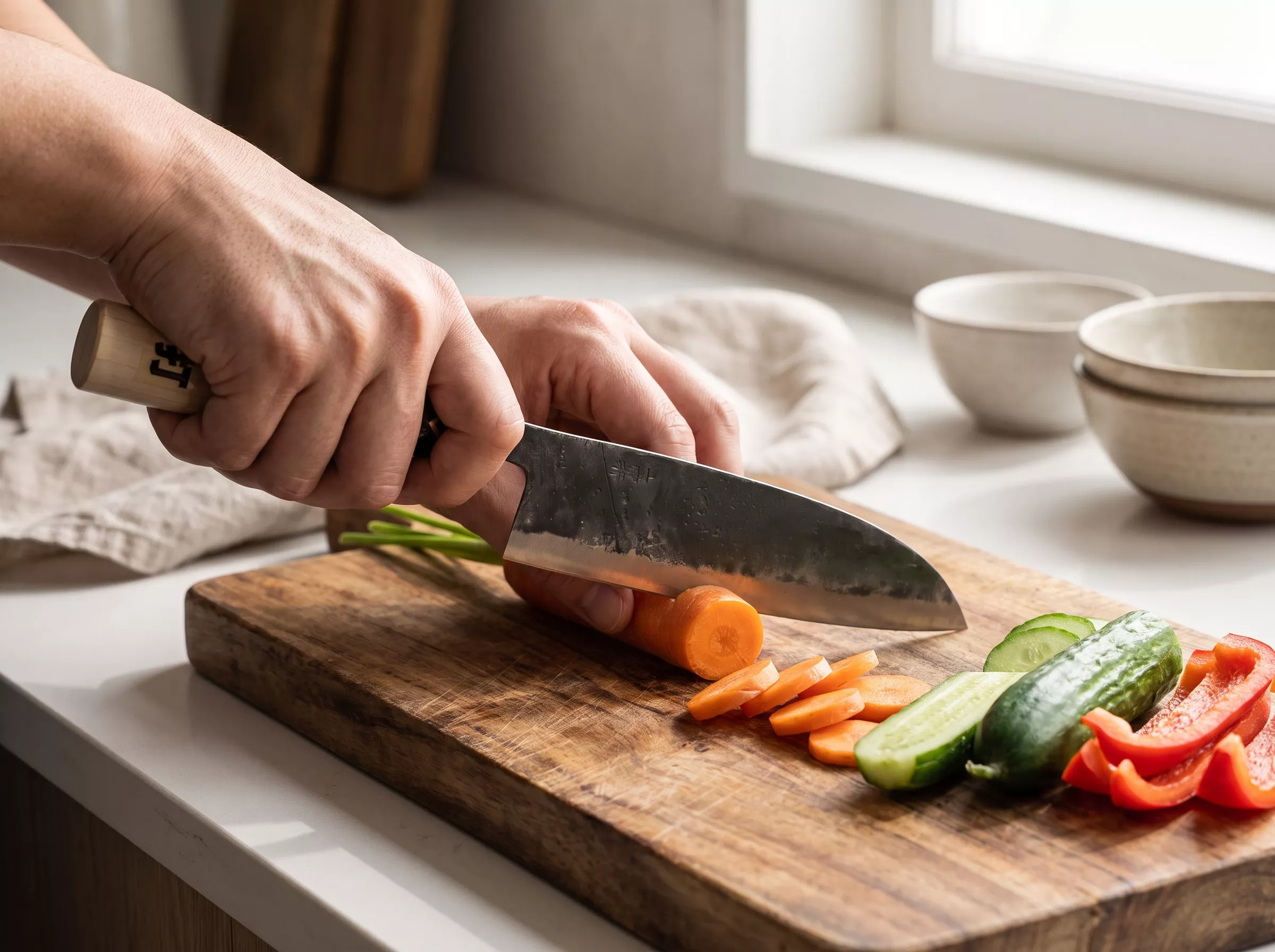 Japoński Nóż Santoku Tosa Ryoma 16,5 cm Stal Shirogami