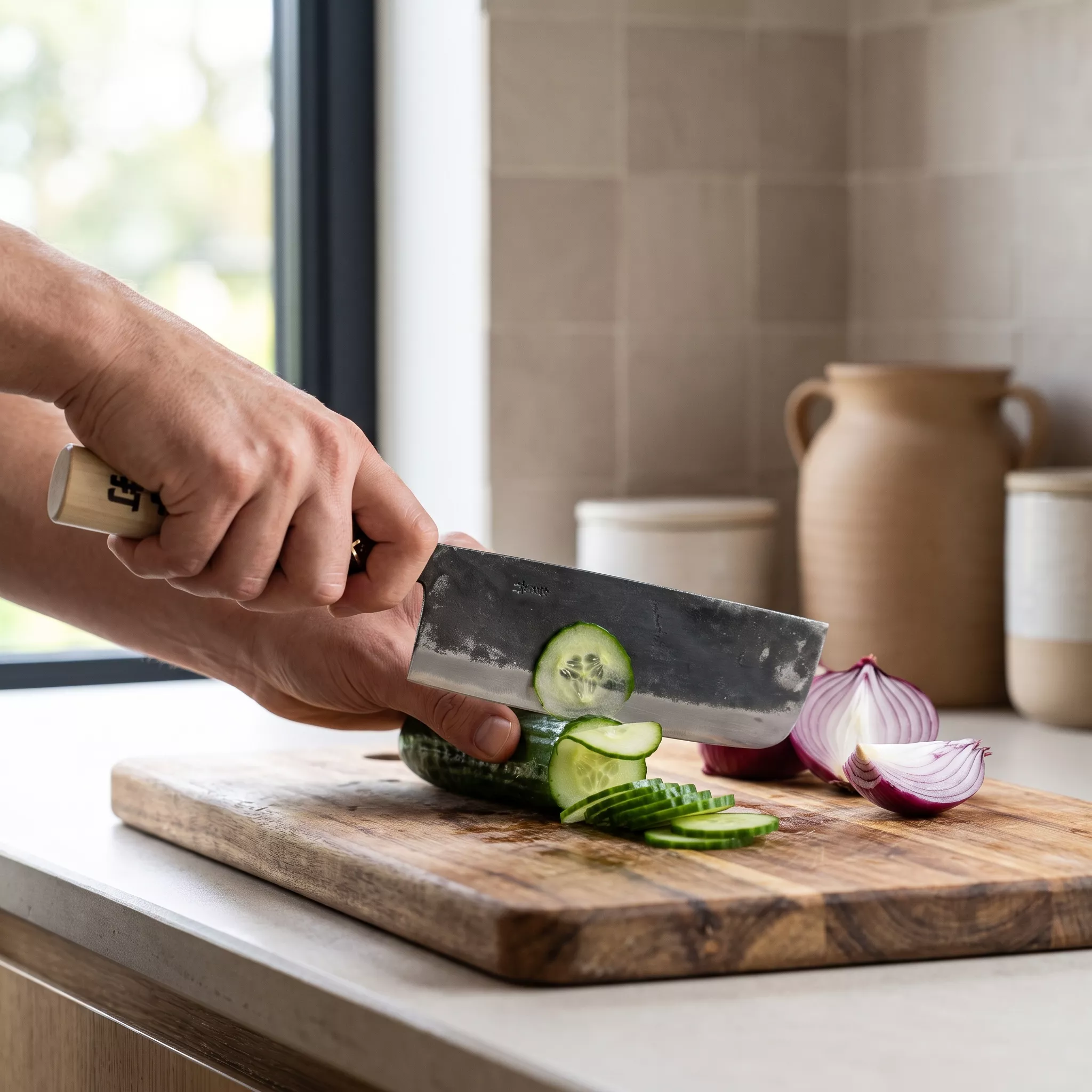 Nóż japoński Chouunsai Tosa Nakiri Kurouchi 16,5 cm shirogami