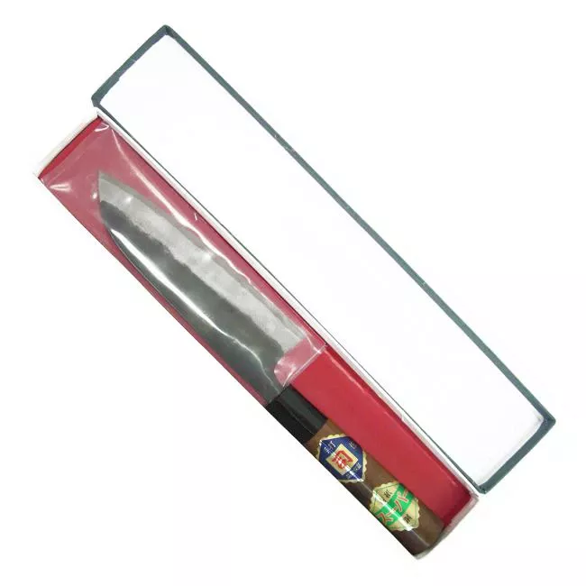 Japoński Nóż Santoku Tosa Kurouchi Aogami Super 15 cm - Drewno Orzech