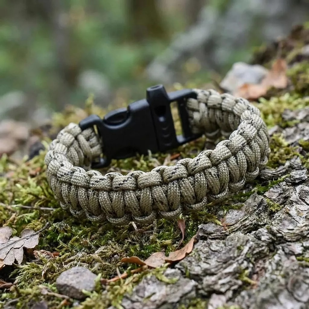 Bransoletka survivalowa paracord z gwizdkiem Desert Camo 22 cm