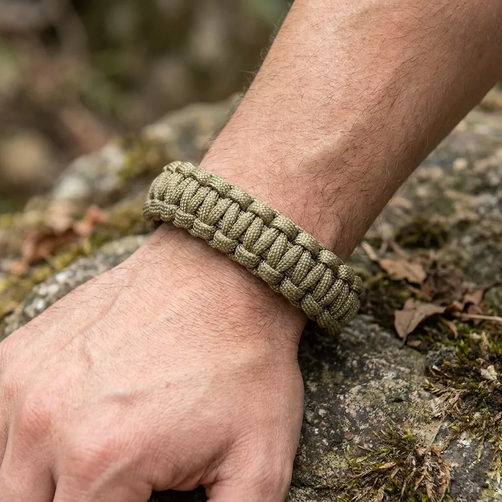 Bransoletka survivalowa paracord z gwizdkiem Desert Camo 22 cm