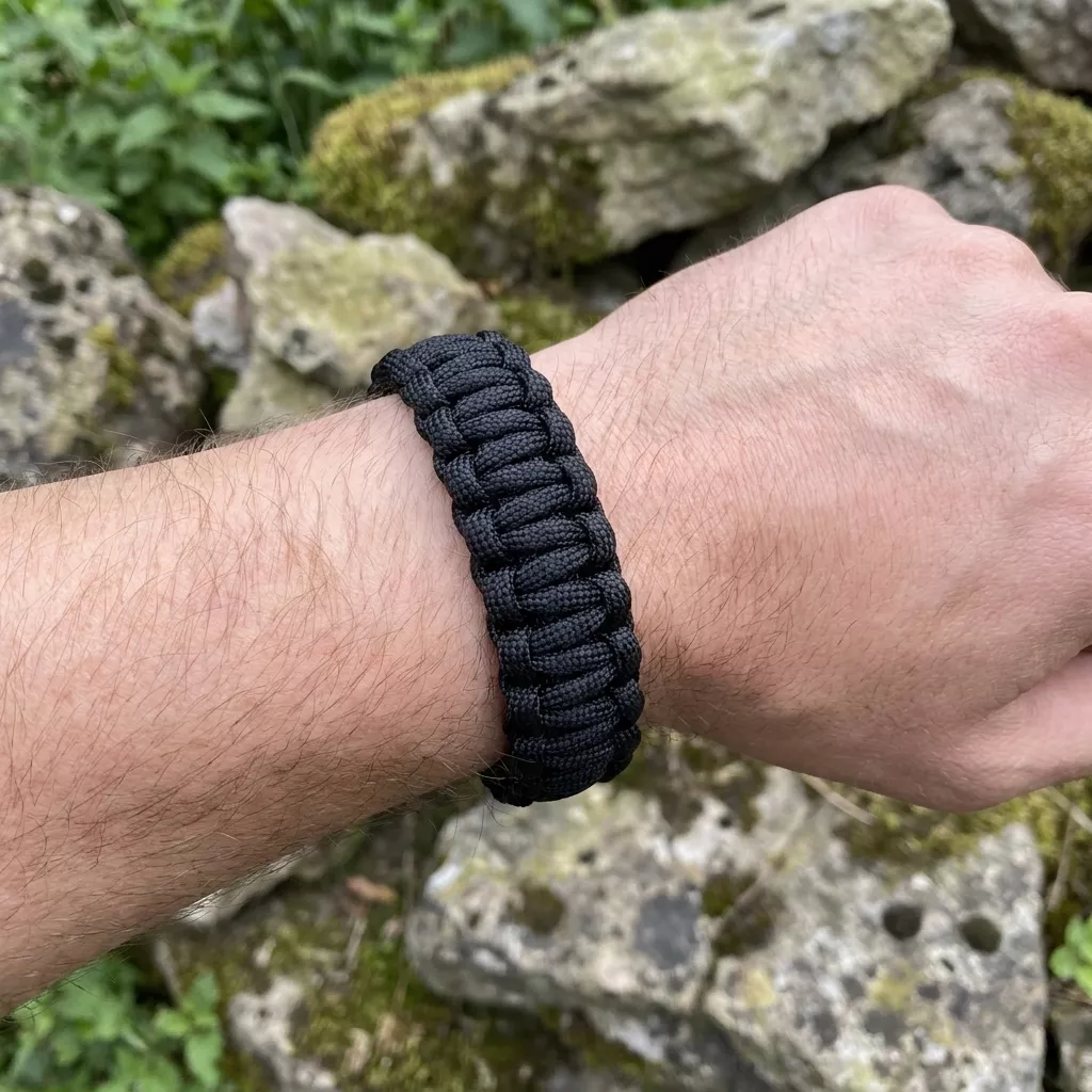 Bransoletka survivalowa paracord z gwizdkiem Welde 22 cm