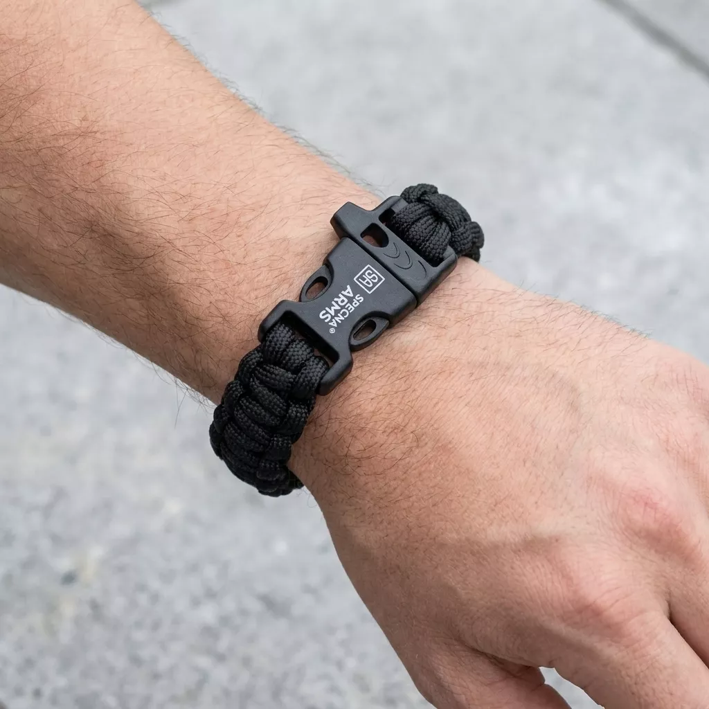 Bransoletka survivalowa paracord z gwizdkiem Welde 22 cm