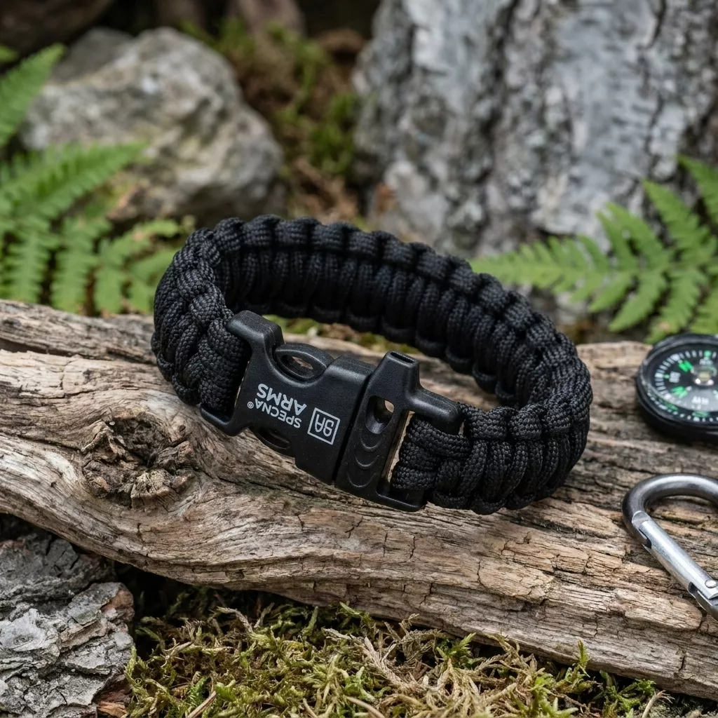 Bransoletka survivalowa paracord z gwizdkiem Welde 22 cm