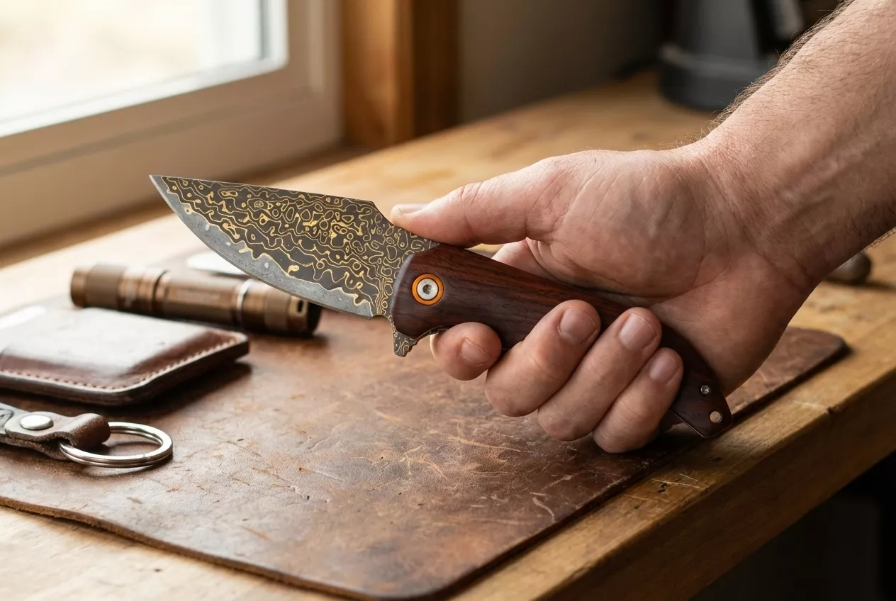 Nóż składany Welde VG01 VG10 Mokume Gane Drewno Różane